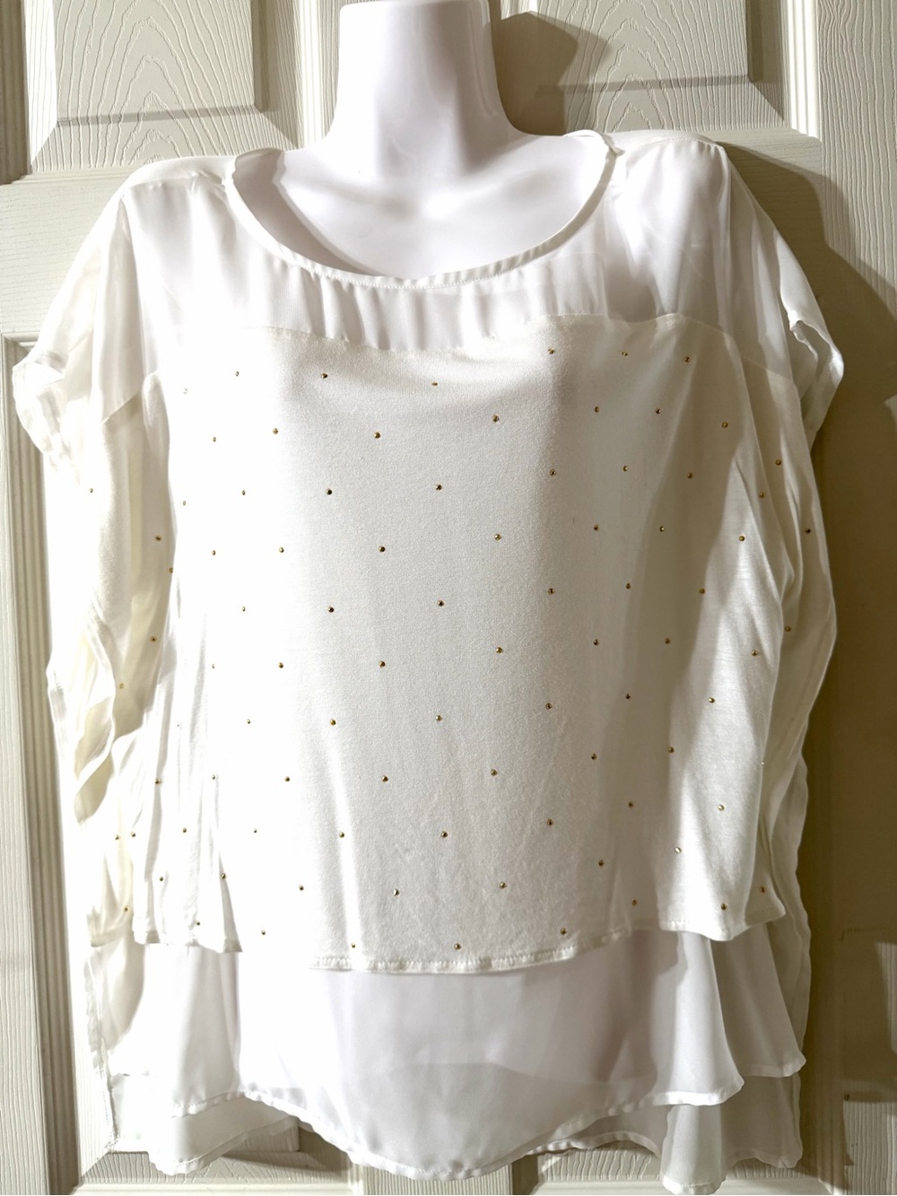 Jennifer Lopez Ivory Layered Chiffon Blouse